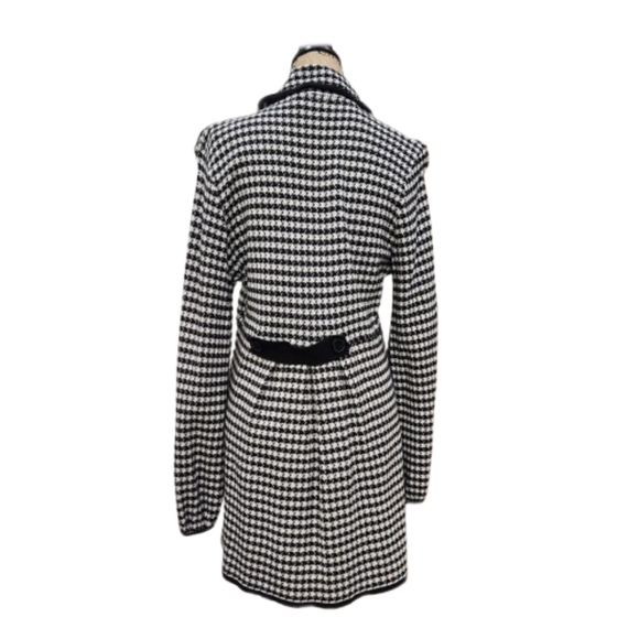 Vintage Baby Doll A-line Check Long Cardigan Sweater, Blk/wh, Womens Med - Picture 3 of 7
